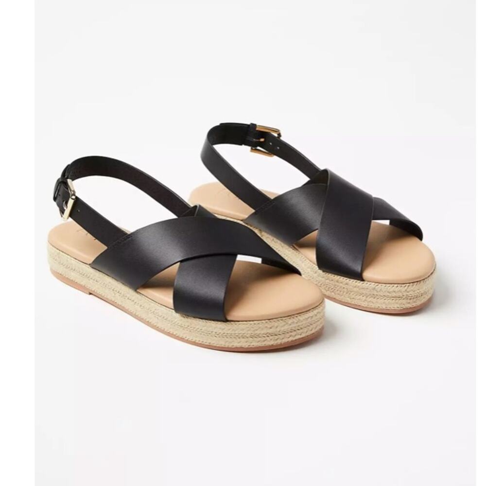LOFT NIB Women's Criss Cross Espadrille Sandals - Black